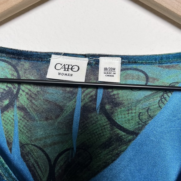 Women‎ Y2K Crushed Velvet Babydoll Top 1X Blue Green Empire Waist 3/4 Sleeve - Picture 2 of 10